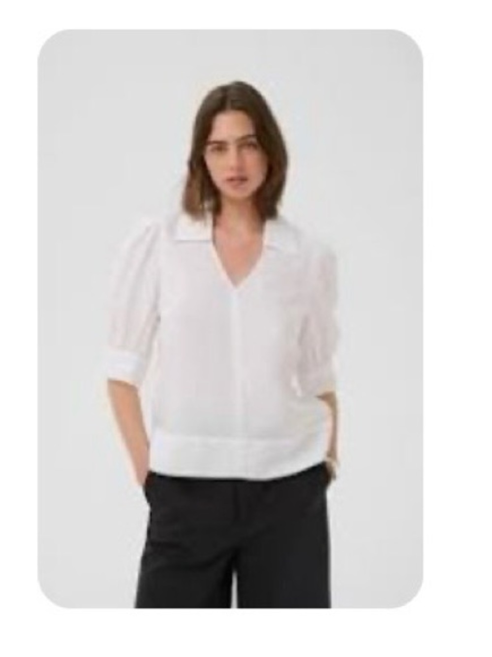 Classic White Women's Collared Popover Top in Cotton Poplin - Picture 7 of 7